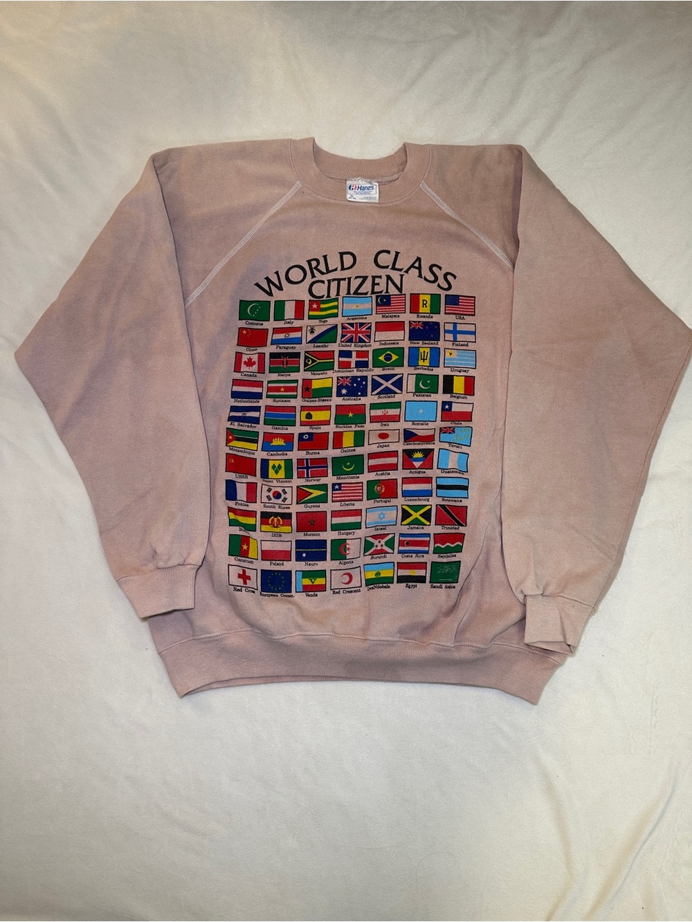 Vintage Hanes World Class Citizen Flag Sweatshirt Made in USA XL